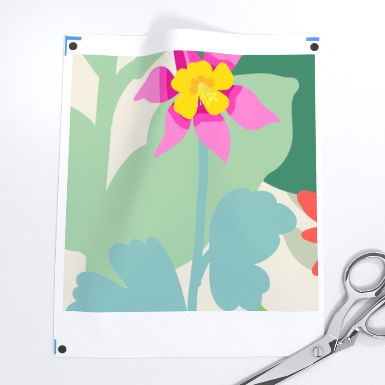Floral Scandi Scandinavian Retro Large Scale Jumbo Anemone Peony Dahlia Wildflowers Custom Printed Fabric by Spoonflower Various Fabrics by the Yard or Fat Quarter